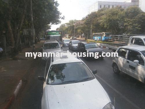 Myanmar real estate - for rent property - No.2098 - An apartment  for rent in Sanchaung! - View of the street.