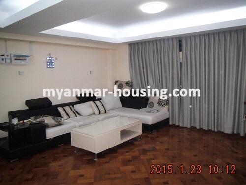 Myanmar real estate - for rent property - No.2887 - Fully furnished condo for rent with Internet service installed! - View of the living room.