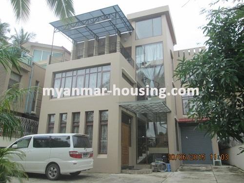 Myanmar real estate - for rent property - No.2963 - The lannded house for rent with modern design in Mayangone! - Infront view of the house.