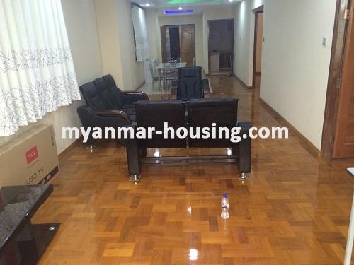 Myanmar real estate - for rent property - No.3047 - A convenient apartment for rent in Mingalar Taung Nyunt! - View of the living room.