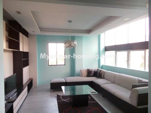 Myanmar real estate - for rent property - No.3109 - Available good condominium for rent near Chatrium Hotel. - View of the living room.