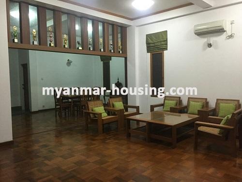 Myanmar real estate - for sale property - No.2966 - Nice Landed House with Spacious Compound for Sale near Inya Lake! - View of the living room.