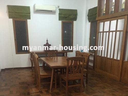 Myanmar real estate - for sale property - No.2966 - Nice Landed House with Spacious Compound for Sale near Inya Lake! - View of the dinning room.