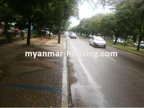 Myanmar real estate - for rent property - No.1441 - The best location of Yangon! - View of the road.