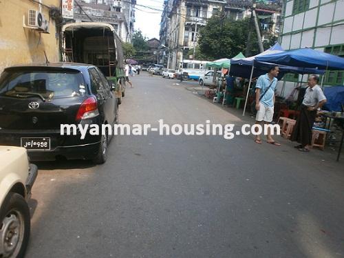 Myanmar real estate - for rent property - No.1614 - A new Condominium for rent in Lanmadaw ! - View of the street.