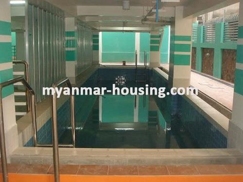 Myanmar real estate - for rent property - No.2333 - Fully Furnished Room for rent in Bo Yar Nyunt Street! - View of the swimming pool.