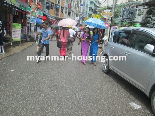 Myanmar real estate - for rent property - No.2400 - An apartment available in Kamaryut for rent! - View of the street.