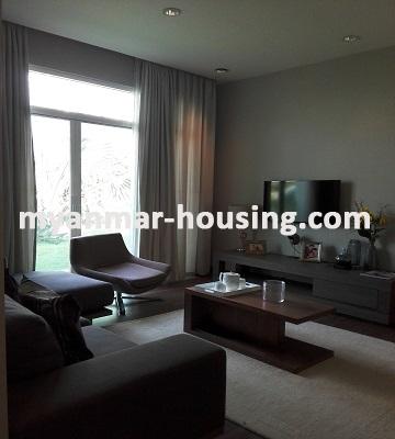 ミャンマー不動産 - 賃貸物件 - No.3267 - Luxurious Standard Condo room for rent in the G.E.M.S Garden Condominiums  - View of the Living room