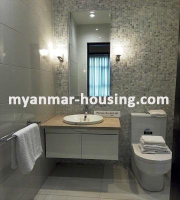 Myanmar real estate - for rent property - No.3268 -  Luxurious Standard Condo room for rent in the G.E.M.S Garden Condominiums. - View of the Toilet and Bathroom