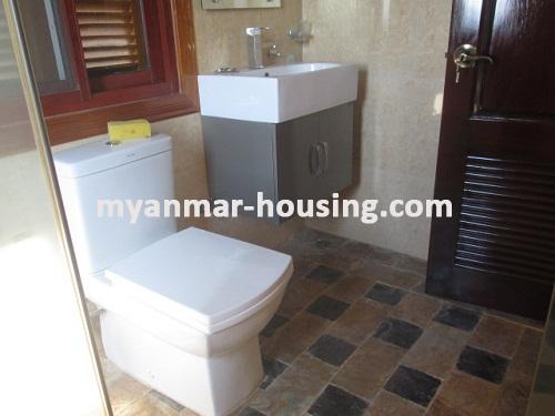 Myanmar real estate - for rent property - No.3356 - Well decorated room for rent in Ahlone Township. - View of Toilet and Bathroom