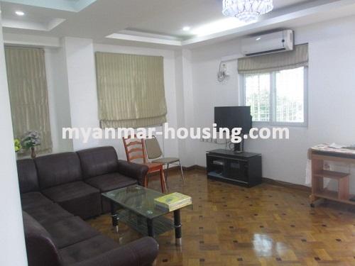 ミャンマー不動産 - 賃貸物件 - No.3374 - A Condo room for rent in Pyong Pyong Condo. - View of the Living room