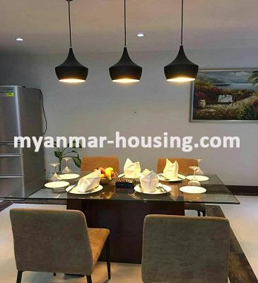 ミャンマー不動産 - 賃貸物件 - No.3391 - Luxurus Condo room for rent in Golden Parami Condominium. - View of the Dining room