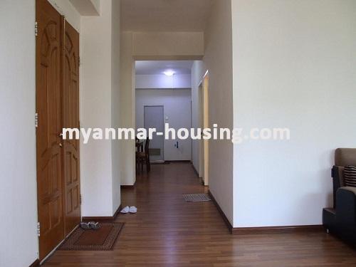 Myanmar real estate - for rent property - No.3430 - Condo room for rent near Kandawgyi lake in Mingalar Taung Nyunt! - Hall way view