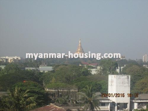 Myanmar real estate - for rent property - No.3470 - A Condominium for rent in Lanmadaw Township. - Shwedagone view from the room