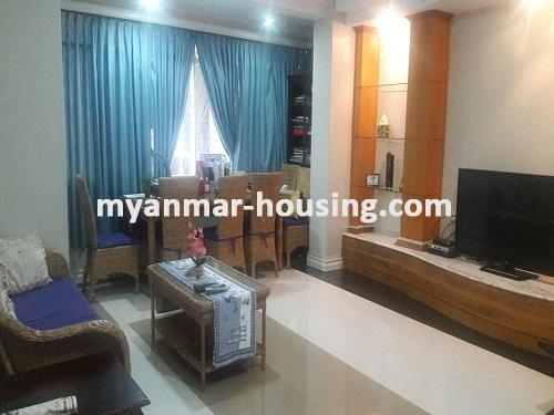 Myanmar real estate - for rent property - No.3477 - A good room for rent in La Mine Condo. - View of the living room