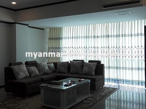 Myanmar real estate - for rent property - No.3531 - A Condominium room for rent in Orchid Condo, Ahlone Township. -  view of the living room