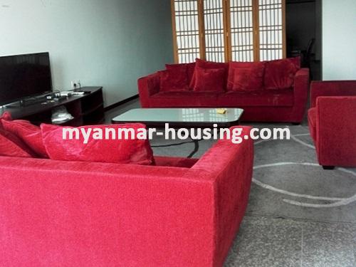 ミャンマー不動産 - 賃貸物件 - No.3533 - A Condominium room for rent in Orchid Condo, Ahlone Township - View of the Living room