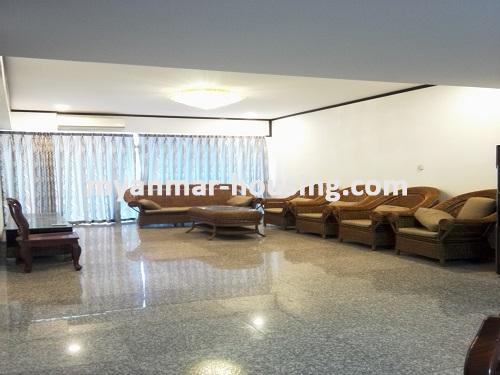 Myanmar real estate - for rent property - No.3540 - One of the Standard Condo Rooms in Ahlone! - living room view