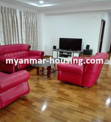 Myanmar real estate - for rent property - No.3546 - Good room for rent in Kyauk Kone Condo Yankin Township. - View of the living room