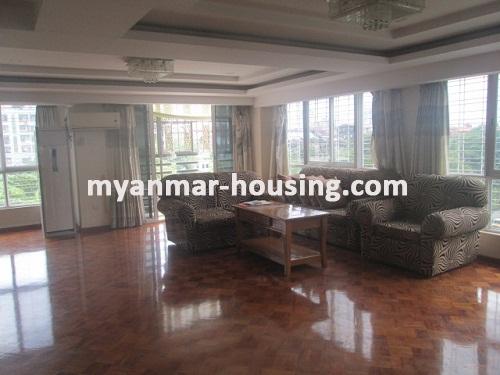 ミャンマー不動産 - 賃貸物件 - No.3574 - A Condo room for rent in White Cloud Condo Botahtaung Township.  - View of the Living room