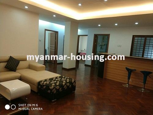 ミャンマー不動産 - 賃貸物件 - No.3593 - A Condo room for rent in Royal Thazin Condo. - View of the Living room