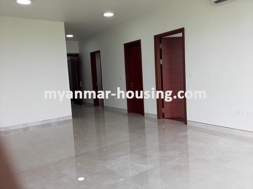 Myanmar real estate - for rent property - No.3649 - Standard Crystal Residence near Junction Square in Kamaryut! - Living room view connecting bedroom