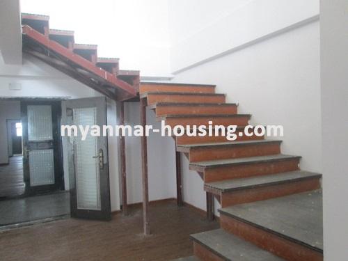 Myanmar real estate - for rent property - No.3678 - Duplex Penthouse for rent in Botahtaung! - stairs view to upstairs