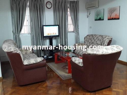 ミャンマー不動産 - 賃貸物件 - No.3707 - A wide space Condo room for rent in Yaw Min Gyi Condo  - View of the Living room