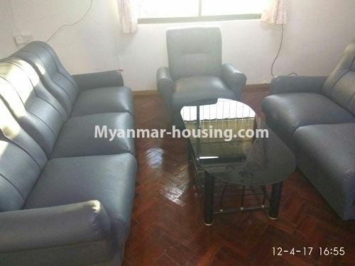 ミャンマー不動産 - 賃貸物件 - No.3796 - Good room for rent in Shwe Chan Thar Condo in Tarmway Township. - View of the Living room