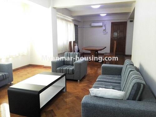 Myanmar real estate - for rent property - No.3806 - New apartment room for rent in Kamaryut. - living room