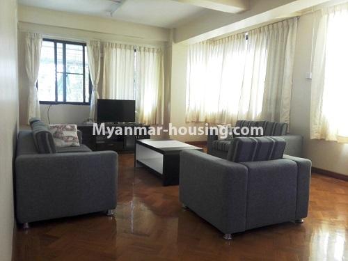 Myanmar real estate - for rent property - No.3806 - New apartment room for rent in Kamaryut. - living room