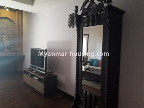 Myanmar real estate - for rent property - No.3818 - Well decorated  room for rent in Jewel Condo. - View of the living room