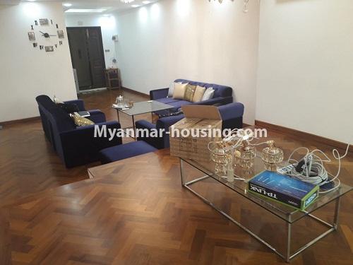 Myanmar real estate - for rent property - No.3819 - Standard decorated room for rent in Diamond Crown Condo. - View of the living room