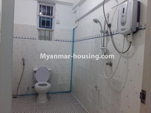 Myanmar real estate - for rent property - No.3821 - Standard decorated room for rent in Yaw Min Gyi Condo - View of Toilet and Bathroom