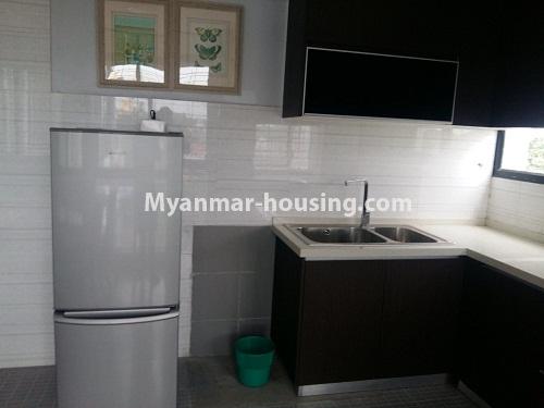 Myanmar real estate - for rent property - No.3822 - Standard decorated room for rent in New Excel Condo. - View of Kitchen room