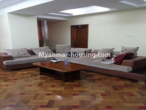 Myanmar real estate - for rent property - No.3840 - Condo room for rent in Mingalar Taung Nyunt! - front view of living room