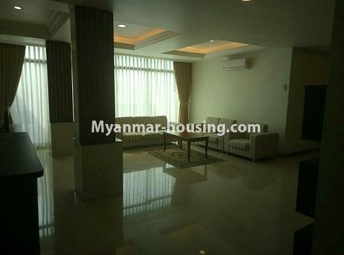 Myanmar real estate - for rent property - No.3843 - Condo room for rent in JL Inya Residence, Kamaryut. - different view of living room