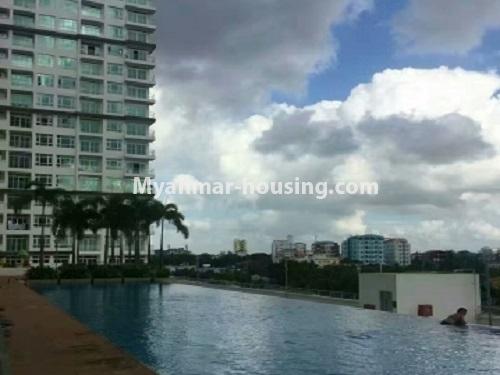 ミャンマー不動産 - 賃貸物件 - No.3918 - Nice condo room for rent in G.E.M.S Hlaing! - swimming pool and another building view