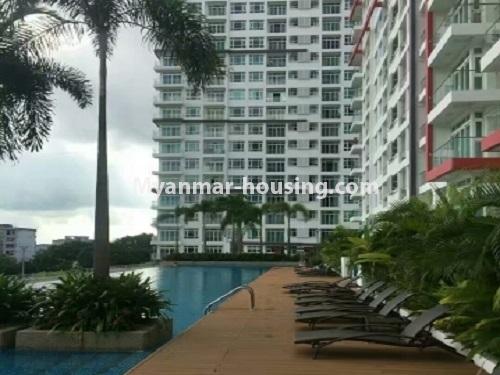 ミャンマー不動産 - 賃貸物件 - No.3918 - Nice condo room for rent in G.E.M.S Hlaing! - swimming pool and another building view