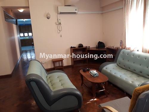 Myanmar real estate - for rent property - No.3969 - Condo room for rent in BoMyat Tun Tower, Botahtaung Township. - View of the Living room