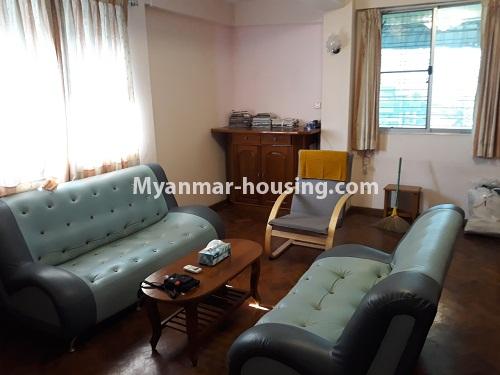 Myanmar real estate - for rent property - No.3969 - Condo room for rent in BoMyat Tun Tower, Botahtaung Township. - View of the living room