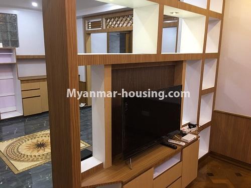 ミャンマー不動産 - 賃貸物件 - No.4112 - New Condo room for rent in Ahlone. - TV in living room