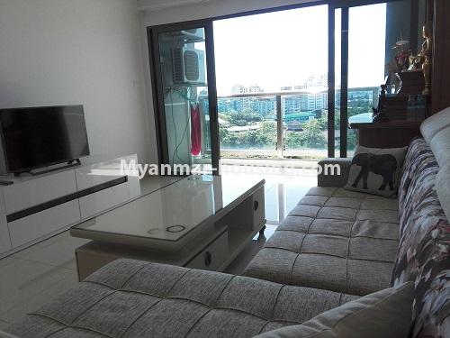 Myanmar real estate - for rent property - No.4124 - Luxurious Condo room in Ahlone. - Living room