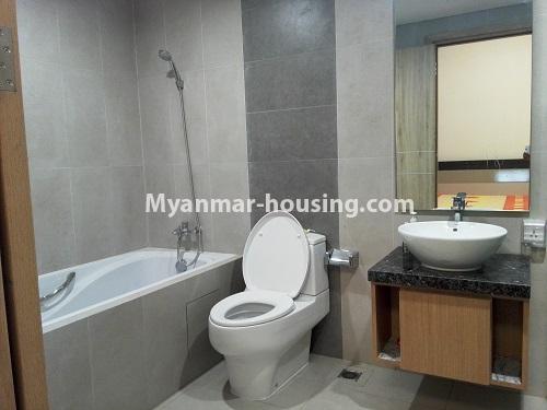 Myanmar real estate - for rent property - No.4124 - Luxurious Condo room in Ahlone. - bathroom