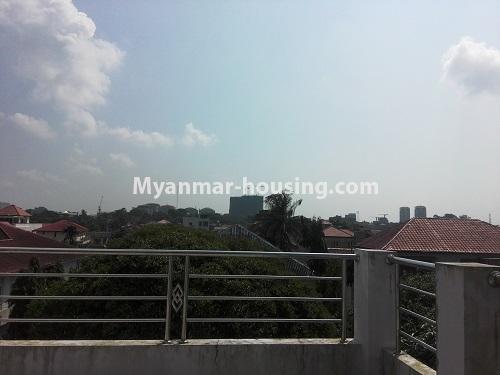 Myanmar real estate - for rent property - No.4128 - Top floor of the 5 Storey house for rent in Golden Valley! - balcony view