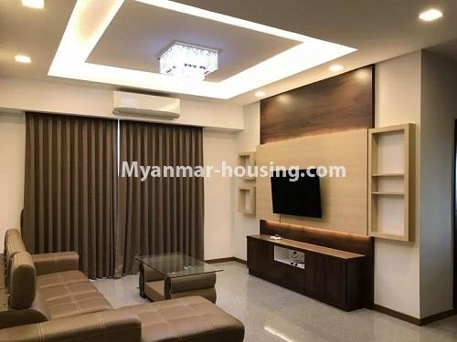 ミャンマー不動産 - 賃貸物件 - No.4653 - Furnished Twin Centro Condominium room for rent in Sanchaung! - living room view]