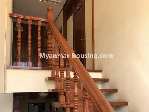 Myanmar real estate - for rent property - No.4665 - Landed house with big company or office option in Thanlwin Street, Golden Valley, Bahan! - stair view