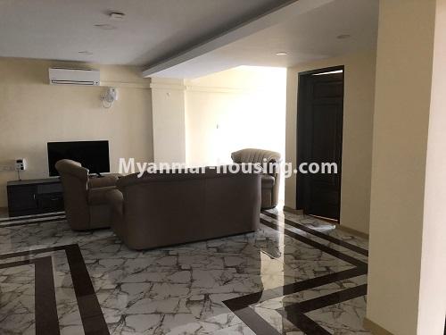 Myanmar real estate - for rent property - No.4673 - Decorated and furnished Aung Chan Thar Codominium room for rent in Yankin! - living room view