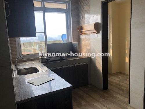 Myanmar real estate - for rent property - No.4673 - Decorated and furnished Aung Chan Thar Codominium room for rent in Yankin! - kitchen view