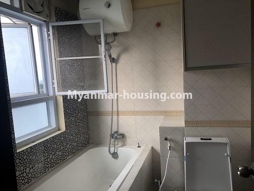 Myanmar real estate - for rent property - No.4673 - Decorated and furnished Aung Chan Thar Codominium room for rent in Yankin! - master bedroom bathroom view